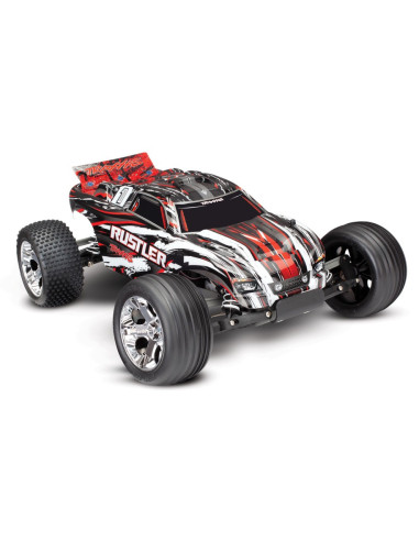 Traxxas Rustler 4x2 bleu Brushed Radio-Accu-Chargeur