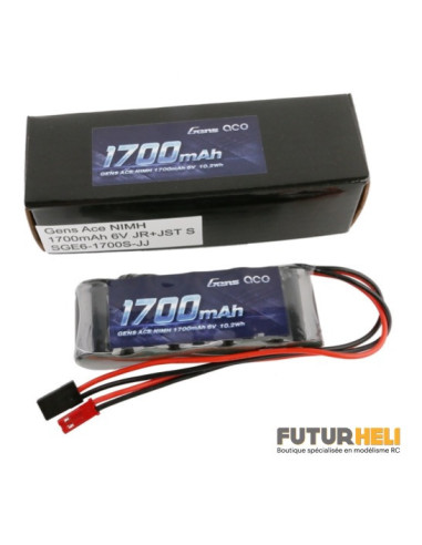 Batterie 1700 mAh Nimh réception 6v Dual prise JR/JST