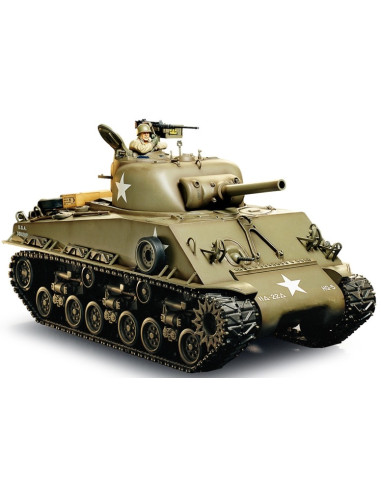 Pour fêter les 50 ans du kit R/C Sherman 1/16 en 2024, Tamiya réédite le kit R/C M4 Sherman 105mm Howitzer. Suspension mobile, s