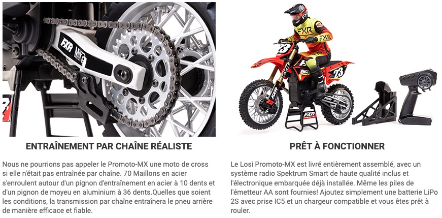 Moto RC Losi 1/4 Promoto-MX Motorrad RTR, FXR LOS06000T1 rouge